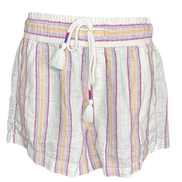 Gap women’s Linen cotton Blend sz XS Pink Stripe Shorts Drawstring preloved - Picture 1 of 7